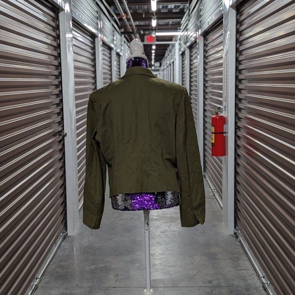 Grace Elements Size 16 Olive Green‎ Open Front Blazer Jacket - Picture 3 of 10